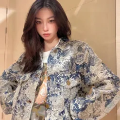 Premium Qualität Louis Vuitton Rock Blue Denim Jacquard Luxus