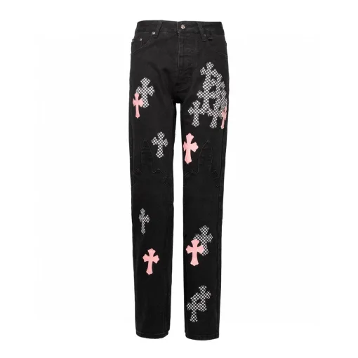 Premium Chrome Hearts Jeans Weißes Leder Vintage Kollektion