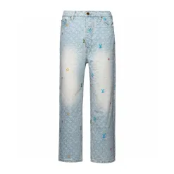 Luxus-Jeans von Louis Vuitton in weißer Denim-Stickerei-Kollektion