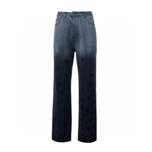 Hochwertige Louis Vuitton Jeans aus weißer Baumwolle mit Farbverlauf