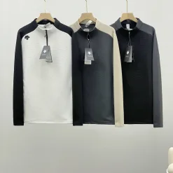 Luxuriöse, langärmelige Descente-Kollektion aus schwarzem Fleece mit atmungsaktiver Beschichtung