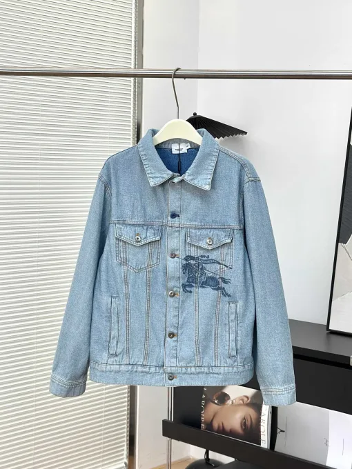 Premium Burberry Mantel Denim Print Luxus