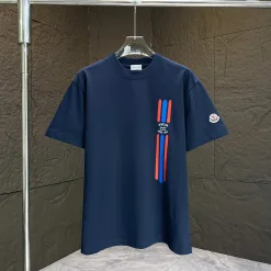 Luxus Moncler Kurzarm Schwarz Baumwolle Print Luxus