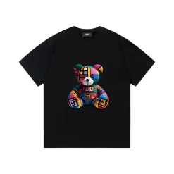 Premium Fendi Kurzarm Schwarzer Baumwolldruck