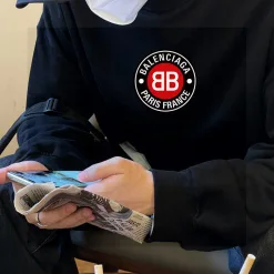 Premium Qualität Balenciaga Sweatshirts Rot Fleece Monogramm Luxus