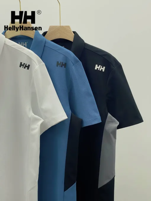 Luxus Helly Hansen Kurzarm Schwarz Baumwolle Casual Luxus