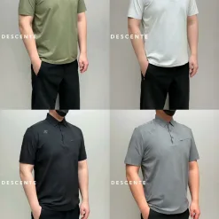 Premium Descente Kurzarm Schwarz Baumwolle Klassischer Stil