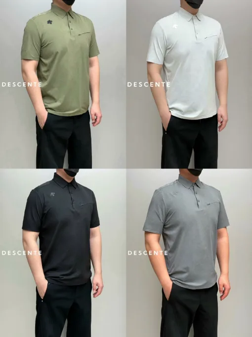 Premium Descente Kurzarm Schwarz Baumwolle Klassischer Stil