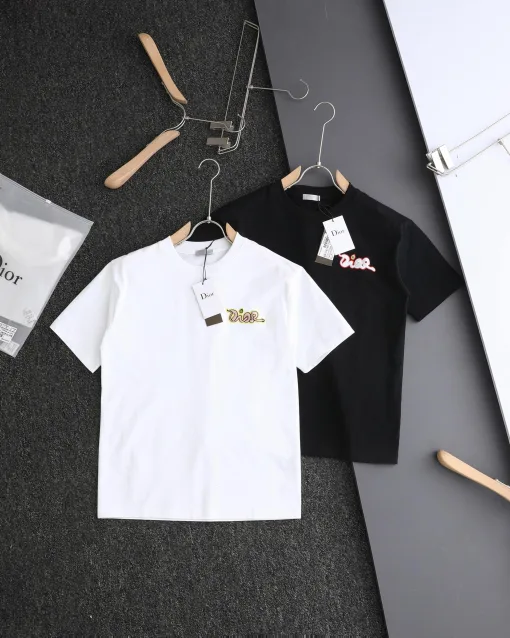 Bestseller: Kurzärmlige schwarze bestickte Dior-Kollektion aus Baumwolle