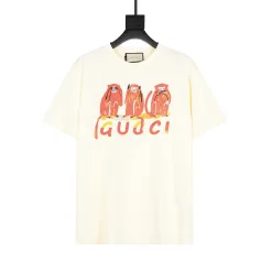 Hochwertige Gucci Kurzarm-Kollektion mit weißem Baumwolldruck