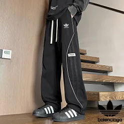 Meistverkaufte Balenciaga Casual Pants Schwarz Patchwork Luxus