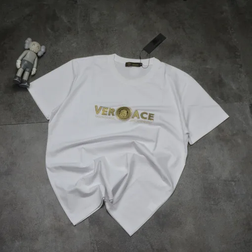 Hochwertiger Versace Kurzarm Gold Baumwolle Klassischer Stil