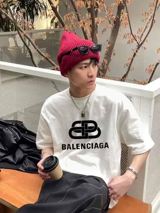 Balenciaga – Kurze Ärmel, weiße Baumwolle, klassische Kollektion, Premiumqualität