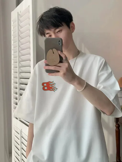 Premium Balenciaga Kurzarm Weiß Baumwolle Logo Luxus