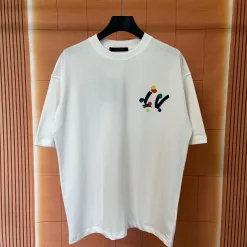 Premium Louis Vuitton Kurzarm Baumwolle Print Luxus