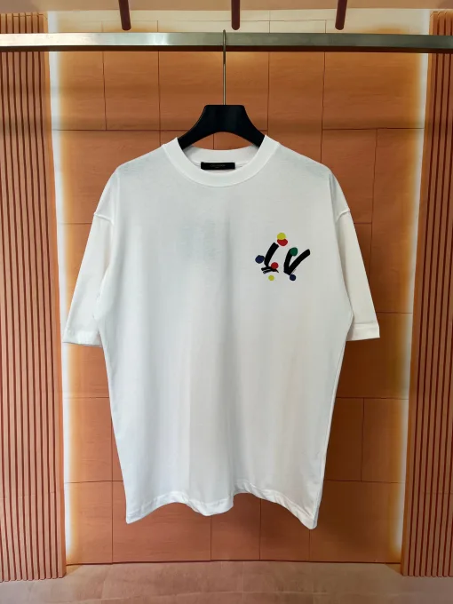 Premium Louis Vuitton Kurzarm Baumwolle Print Luxus