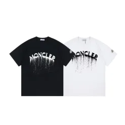 Hochwertiger Moncler Kurzarm Schwarzer Baumwolldruck Luxus