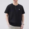 Luxuriöser Fila Kurzarm-Strickpullover in Schwarz im klassischen Stil