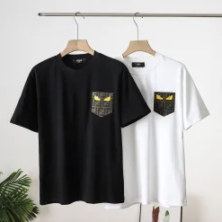 Premium Qualität Fendi Kurzarm Schwarz Baumwolle Klassischer Stil