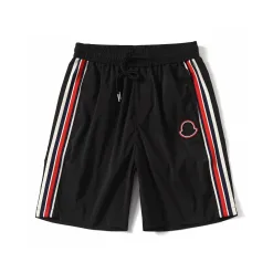 Premium Moncler Shorts Schwarzes Leder Logo Kollektion