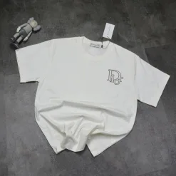 Premium Dior Kurzarm Schwarz Baumwolle Logo Style