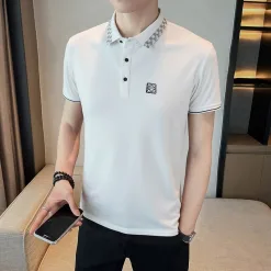 Hochwertiges Loewe Poloshirt aus weißer Seide, klassische Kollektion