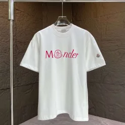 Hochwertiger Moncler Kurzarm Schwarzer Baumwolldruck Luxus