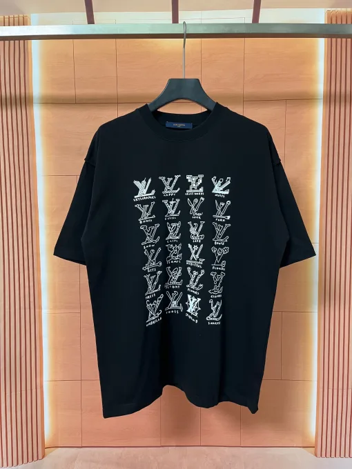Meistverkaufte Louis Vuitton Kurzarm Baumwolle Logo Luxus