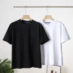 Hochwertige Louis Vuitton Kurzarm-Logo-Kollektion aus schwarzer Baumwolle