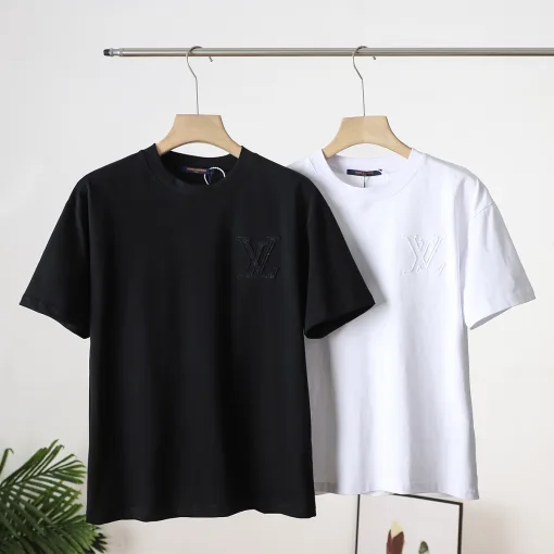 Hochwertige Louis Vuitton Kurzarm-Logo-Kollektion aus schwarzer Baumwolle