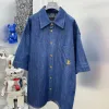 Premium Louis Vuitton Kurzarm Denim Bestickt Luxus