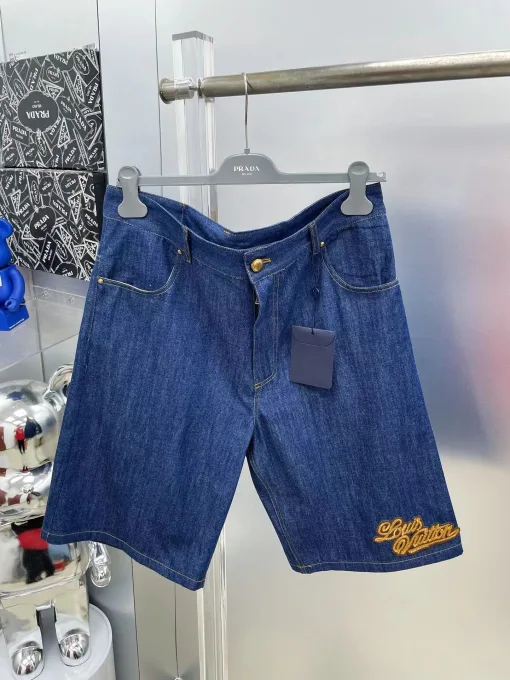 Premium-Hemd von Louis Vuitton im Denim-Stil mit Stickerei