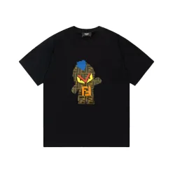 Bestseller Fendi Kurzarm Schwarz Baumwolle Print Luxus