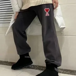 Premium Qualität Ami Jogginghose Schwarz Fleece Bestickt Luxus