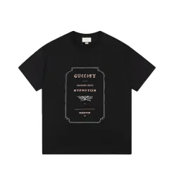 Premium Qualität Gucci Kurzarm Schwarz Baumwolle Logo Luxus