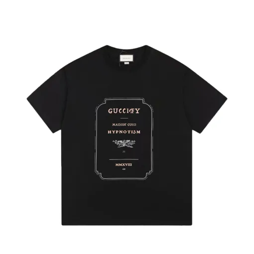 Premium Qualität Gucci Kurzarm Schwarz Baumwolle Logo Luxus