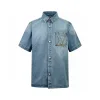 Hochwertiges Louis Vuitton Kurzarmhemd Gold Denim Classic Collection