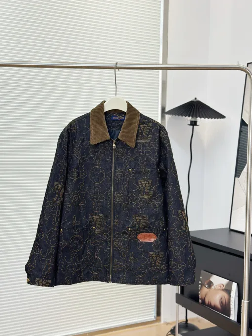 Hochwertige Louis Vuitton Mäntel Gold Denim Bestickt Luxus