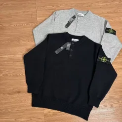 Meistverkaufte Stone Island Sweatshirts Schwarz Strick Klassisch Luxus