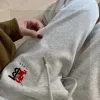 Burberry Hose in Premiumqualität, graues Fleece, Monogramm, Luxus