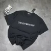 Premium Armani Kurzarm Schwarz Baumwolle Logo Style