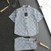 Hochwertiges Louis Vuitton Kurzarmhemd Denim Logo Luxus
