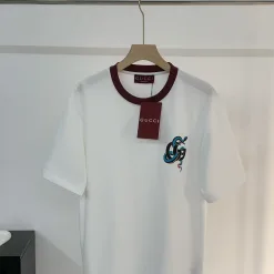 Premium Gucci Kurzarm Weiß Baumwolle Print Luxus