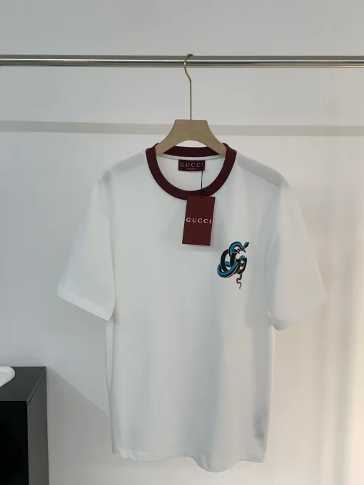 Premium Gucci Kurzarm Weiß Baumwolle Print Luxus