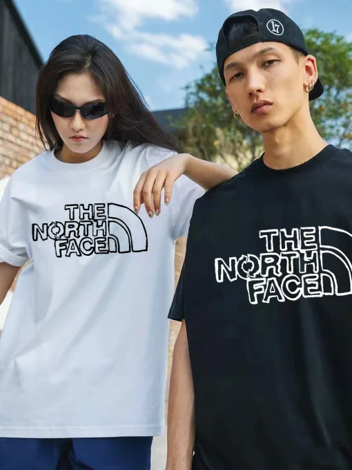 Premium Qualität The North Face Kurzarm Schwarz Baumwolle Logo Kollektion