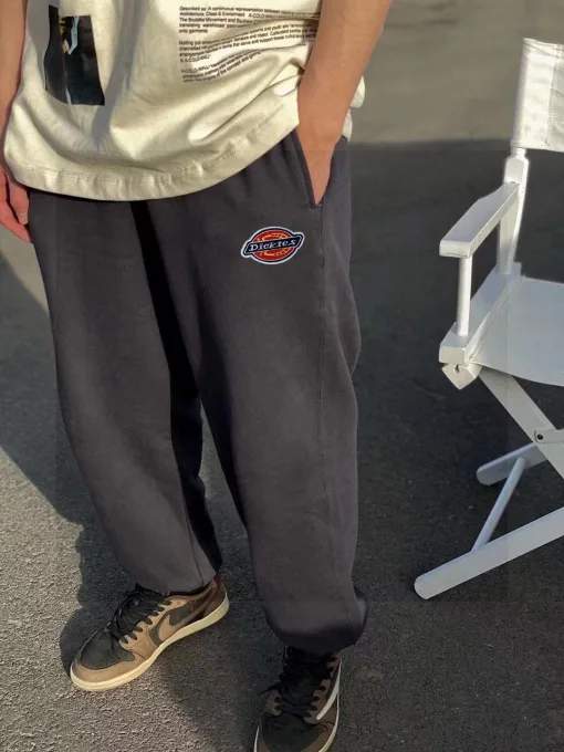 Premium Dickies Jogginghose Grau Fleece Bestickt Luxus