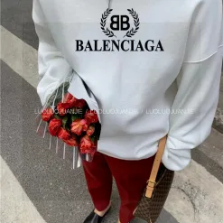 Luxus Balenciaga Sweatshirts Schwarz Fleece Logo Luxus