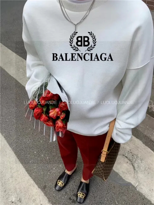 Luxus Balenciaga Sweatshirts Schwarz Fleece Logo Luxus