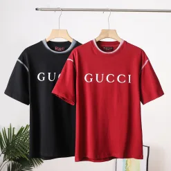 Luxus Gucci Kurzarm Schwarz Baumwolle Klassischer Stil
