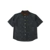 Hochwertiger Louis Vuitton Kurzarm Gold Denim bestickt Stil